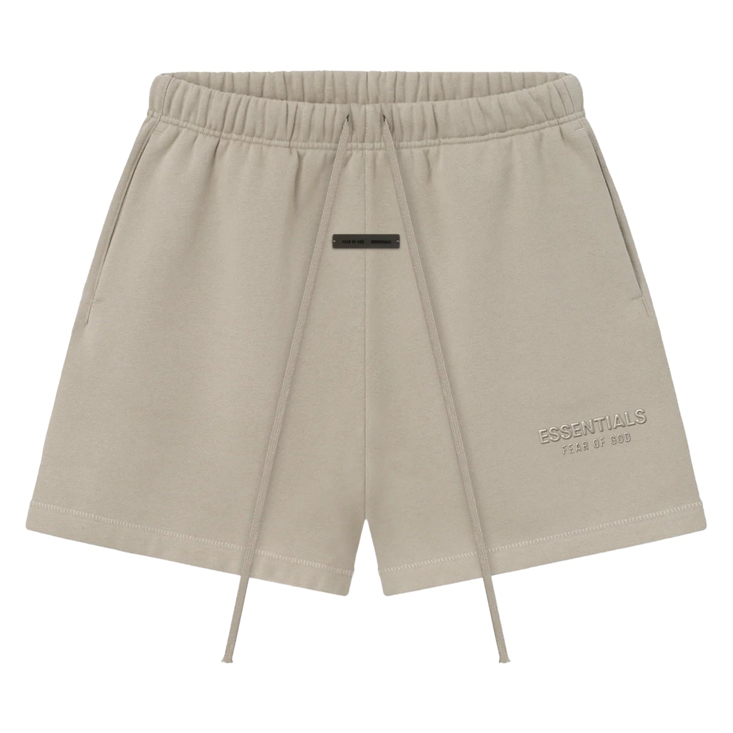 FEAR OF GOD ESSENTIALS SOCCER FLEECE SHORTS TIMBER