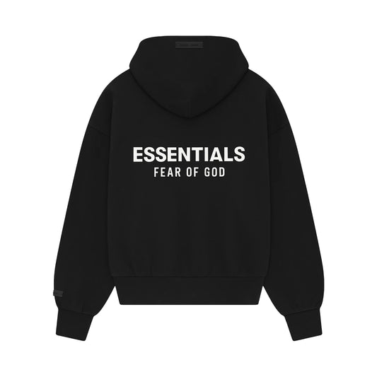 FEAR OF GOD ESSENTIALS CLASSIC FIT FLEECE HOODIE JET BLACK