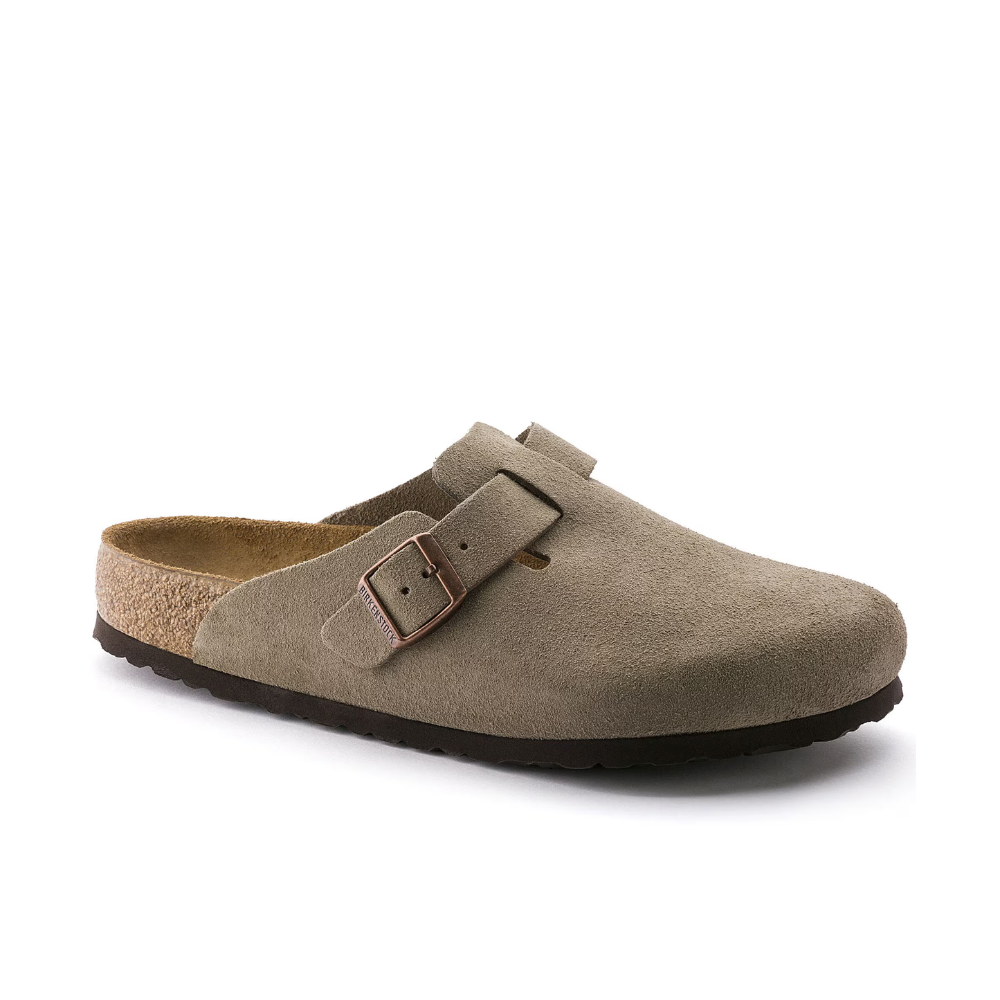 BIRKENSTOCK BOSTON SOFT FOOTBED SUEDE LEATHER TAUPE