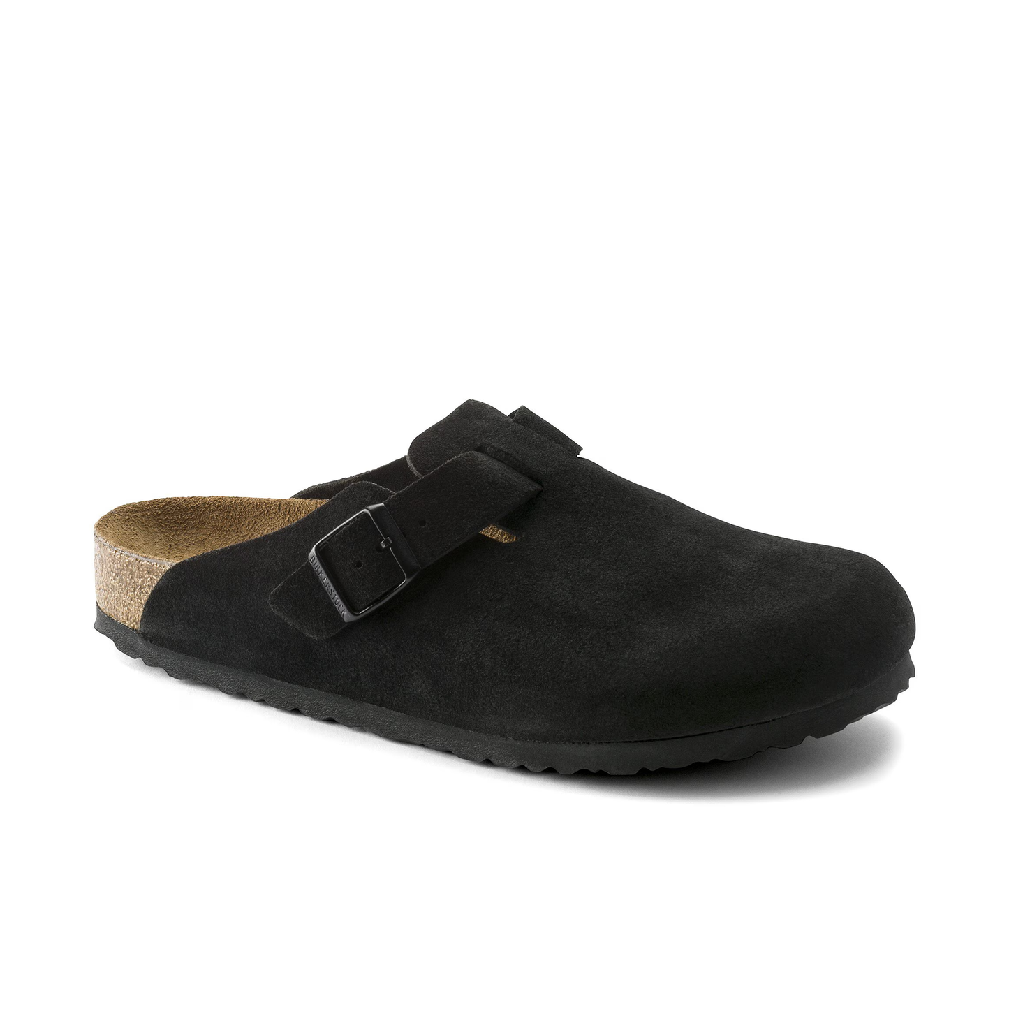 BIRKENSTOCK BOSTON SOFT FOOTBED SUEDE LEATHER BLACK