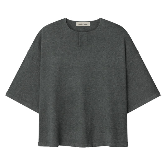 FEAR OF GOD ESSENTIALS SOFT KNIT SHORT SLEEVE HENLEY IRON GREY