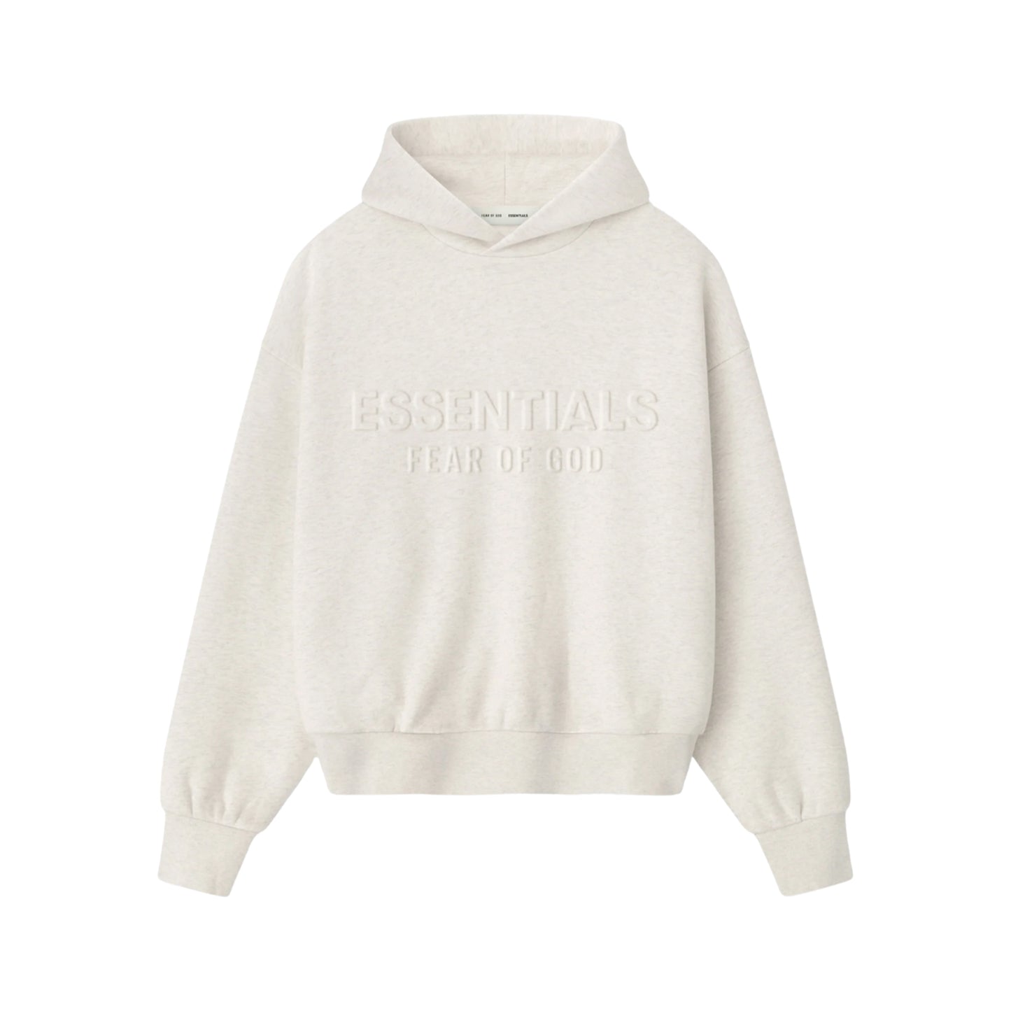 FEAR OF GOD ESSENTIALS EMBOSSED CLASSIC HOODIE OATMEAL HEATHER