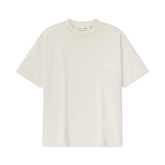FEAR OF GOD ESSENTIALS EMBROIDERED CLASSIC SHORT SLEEVE TEE OATMEAL HEATHER