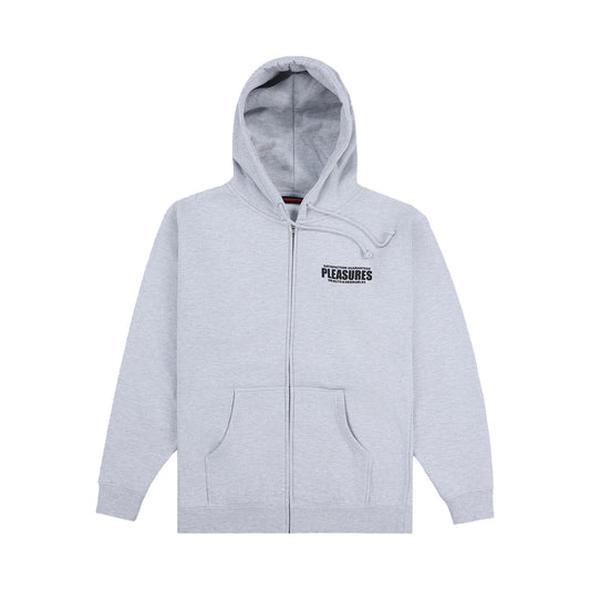 PLEASURES STAFF ZIP HOODIE HEATHER GREY