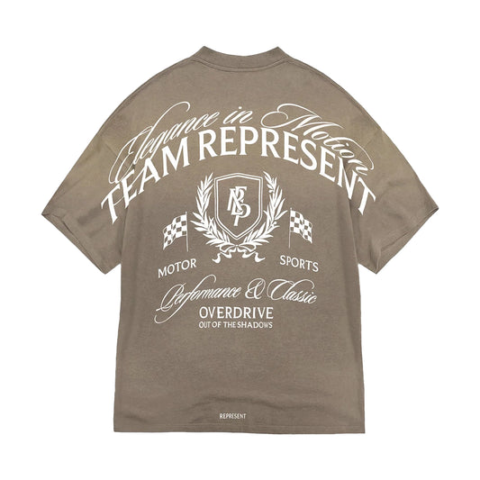 REPRESENT CREST T SHIRT DARK TAUPE