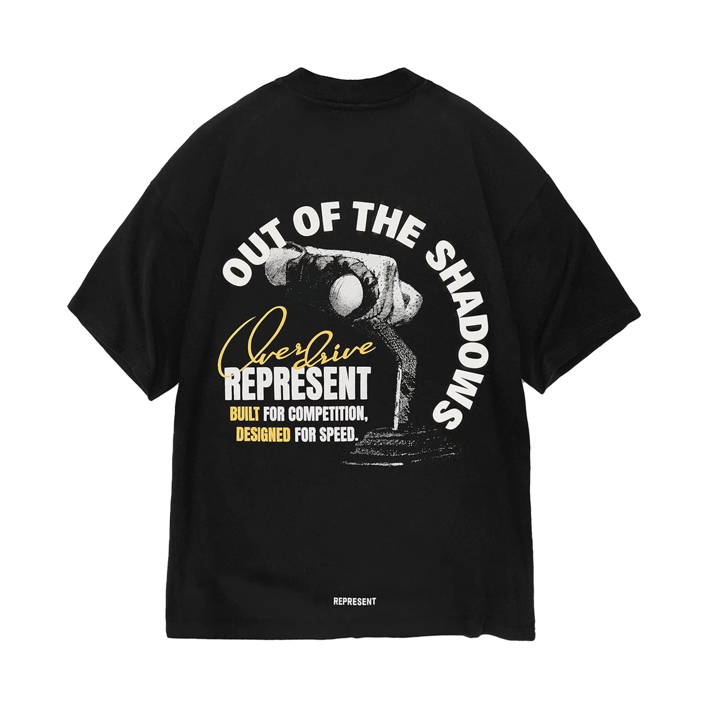 REPRESENT OUT OF THE SHADOWS T SHIRT STAINED BLACK