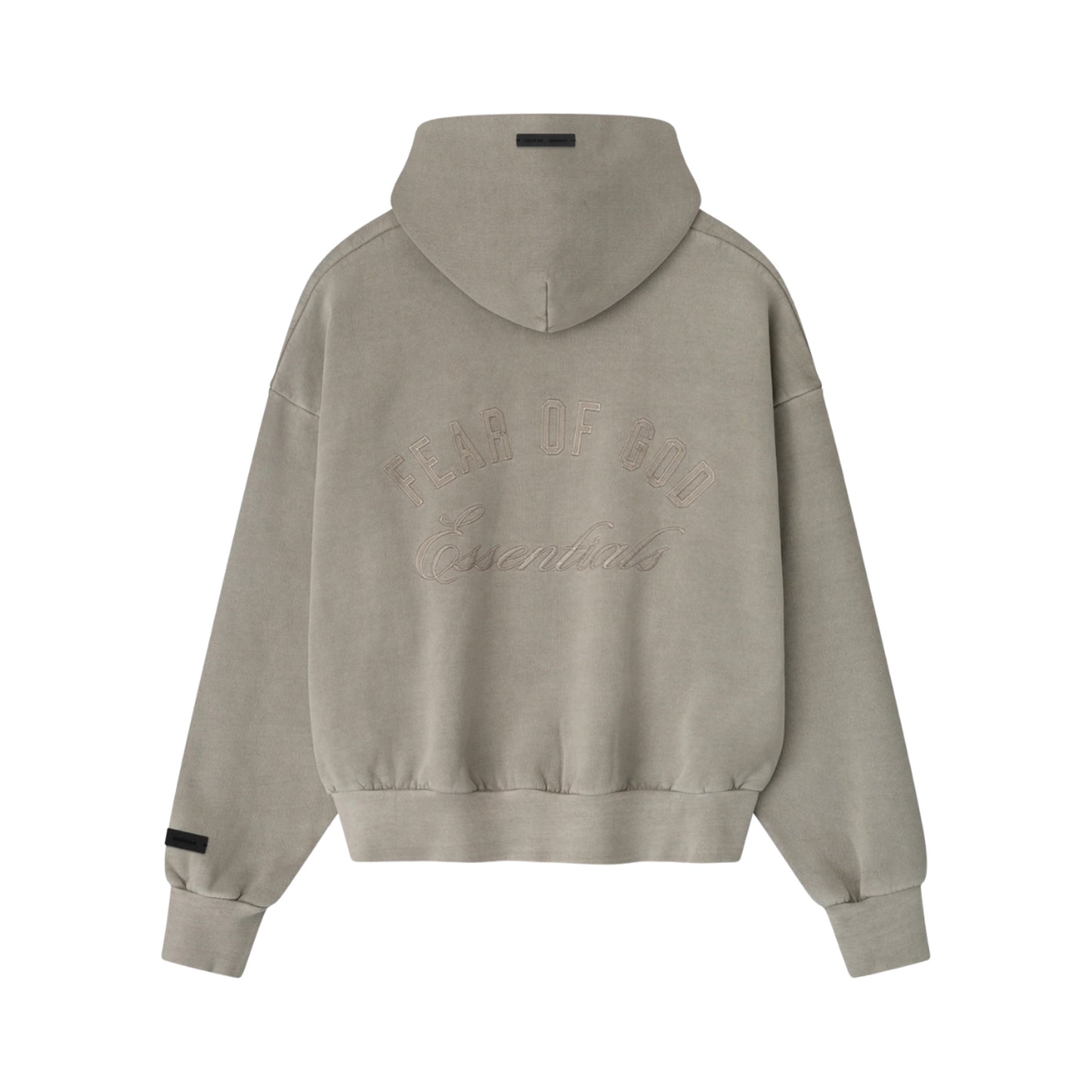 FEAR OF GOD ESSENTIALS EMBROIDERED CLASSIC FULL ZIP HOODIE SMOKE GREY