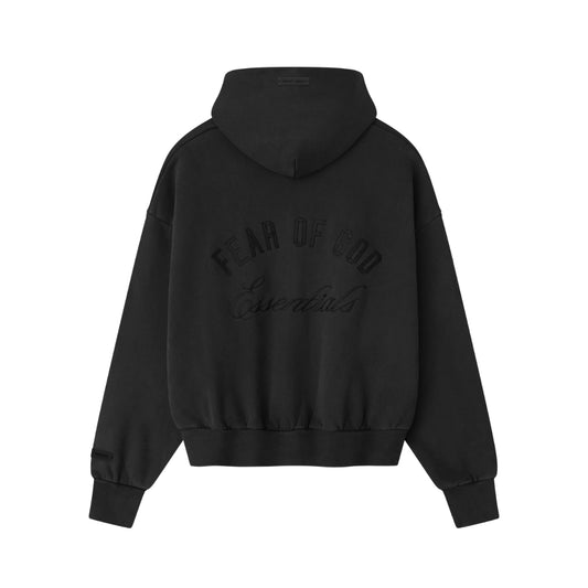 FEAR OF GOD ESSENTIALS EMBROIDERED CLASSIC FULL ZIP HOODIE VINTAGE BLACK