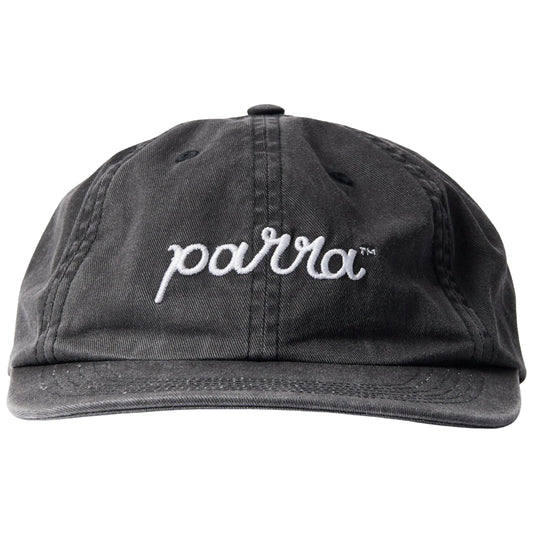 PARRA SCRIPTED 6 PANEL HAT WASHED BLACK