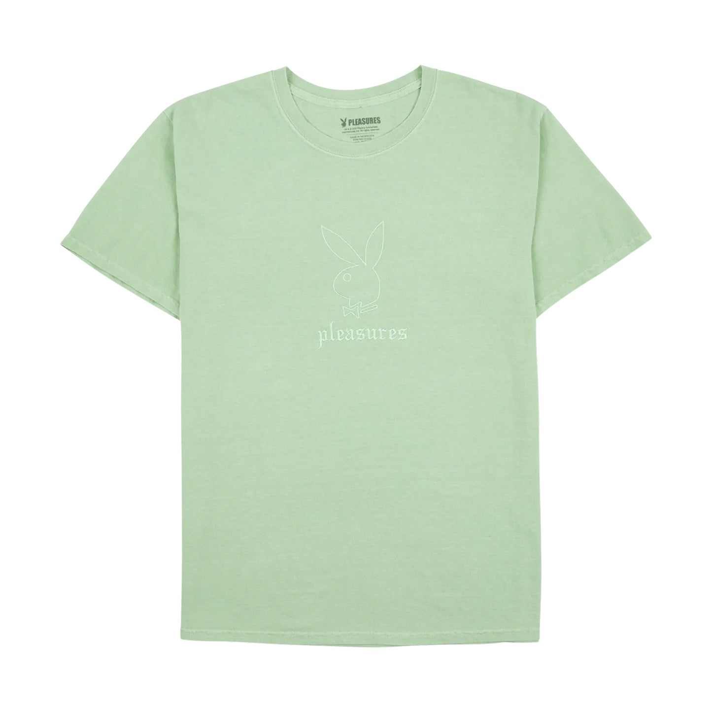 PLEASURES GREEN ENTERTAINMENT PIGMENT DYE T-SHIRT