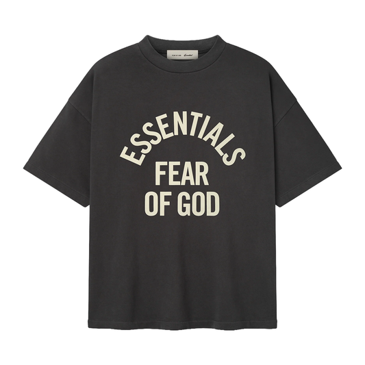 FEAR OF GOD ESSENTIALS CAMPUS 90'S SHORT SLEEVE TEE FADED BLACK
