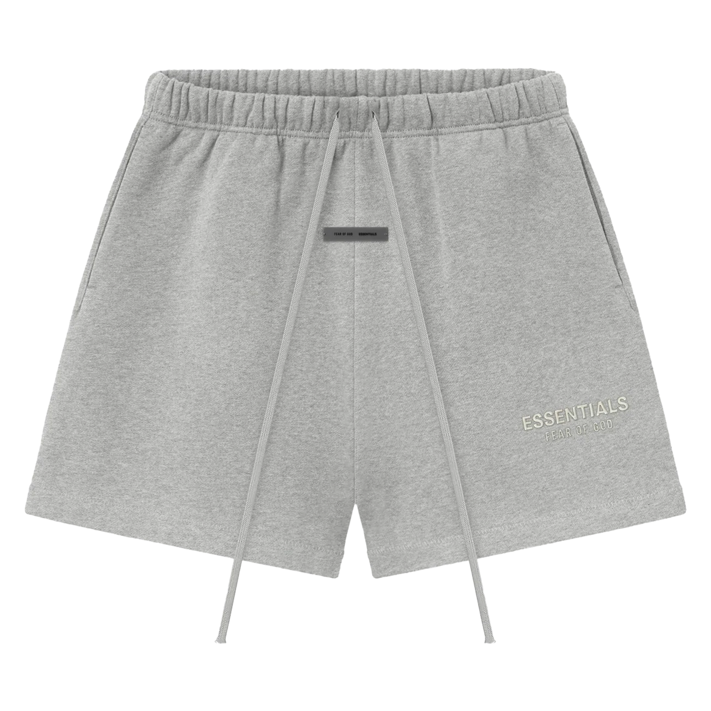 FEAR OF GOD ESSENTIALS SOCCER FLEECE SHORTS CONCRETE HEATHER
