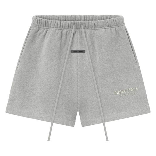 FEAR OF GOD ESSENTIALS SOCCER FLEECE SHORTS CONCRETE HEATHER