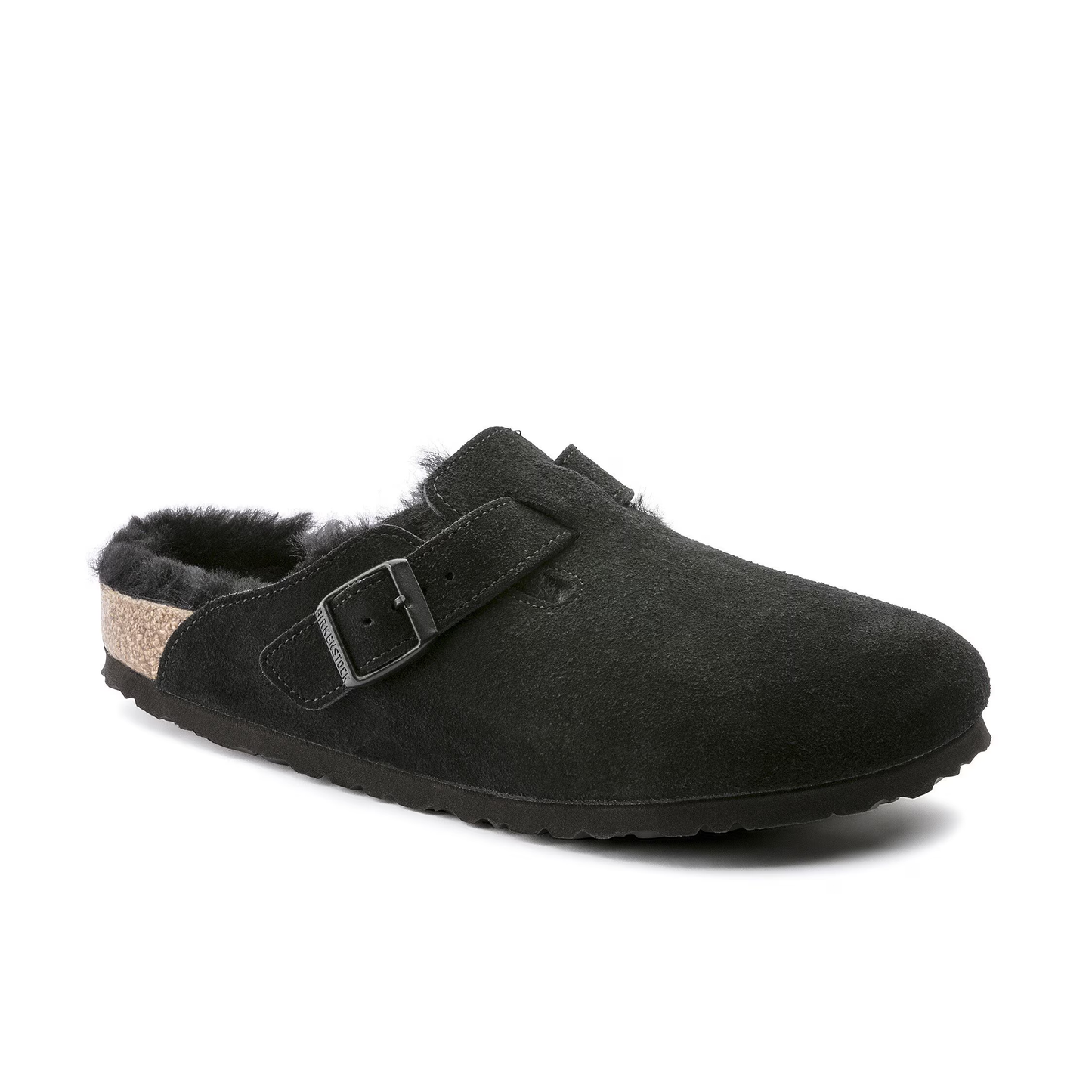 BIRKENSTOCK BOSTON SHEARLING SUEDE LEATHER BLACK (NARROW)