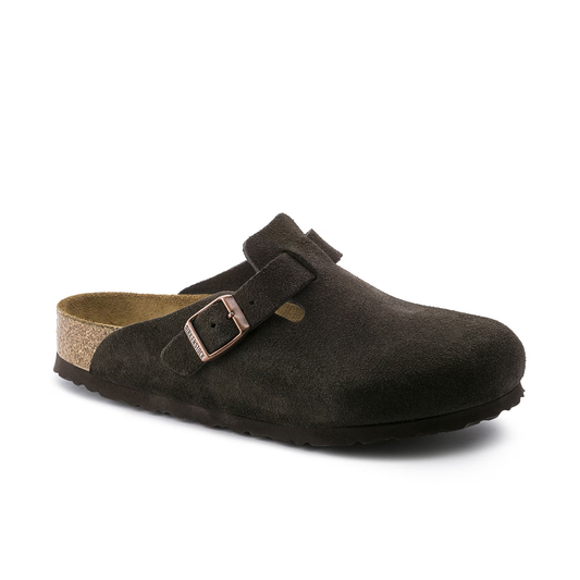 BIRKENSTOCK BOSTON  SOFT FOOTBED SUEDE LEATHER MOCHA