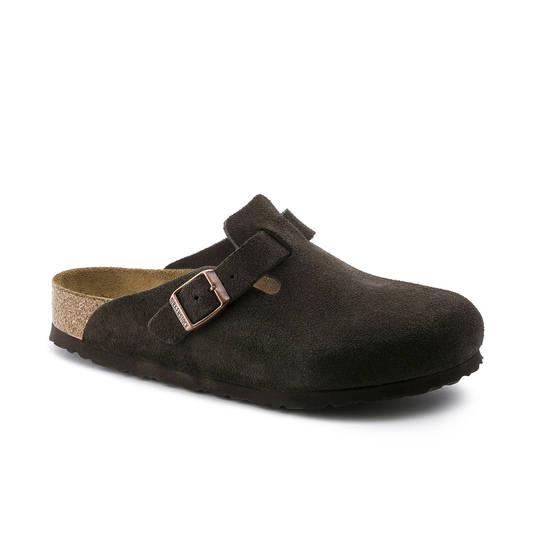 BIRKENSTOCK BOSTON SOFT FOOTBED SUEDE LEATHER MOCHA (NARROW)