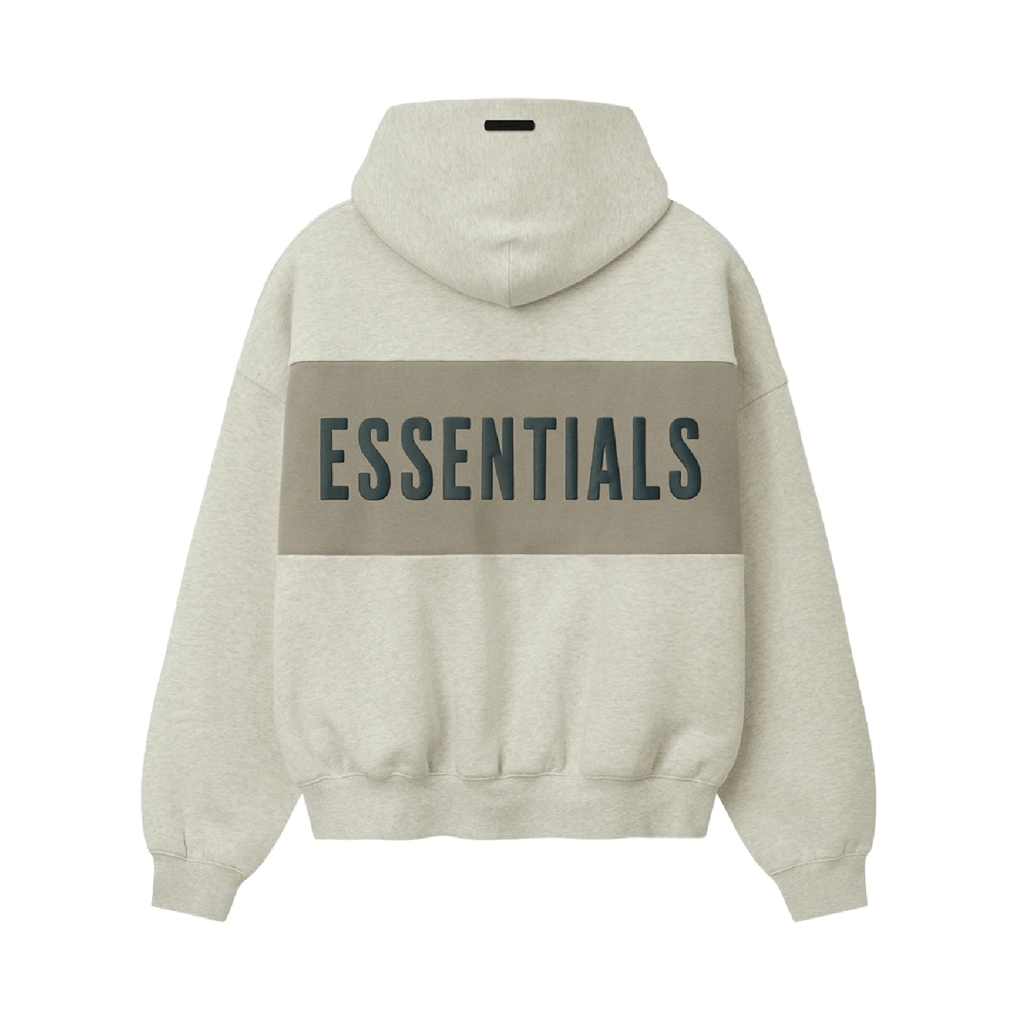 FEAR OF GOD ESSENTIAL CROPPED RELAXED PANELLED HOODIE SEAL VANILLA HEATHER/SEAL