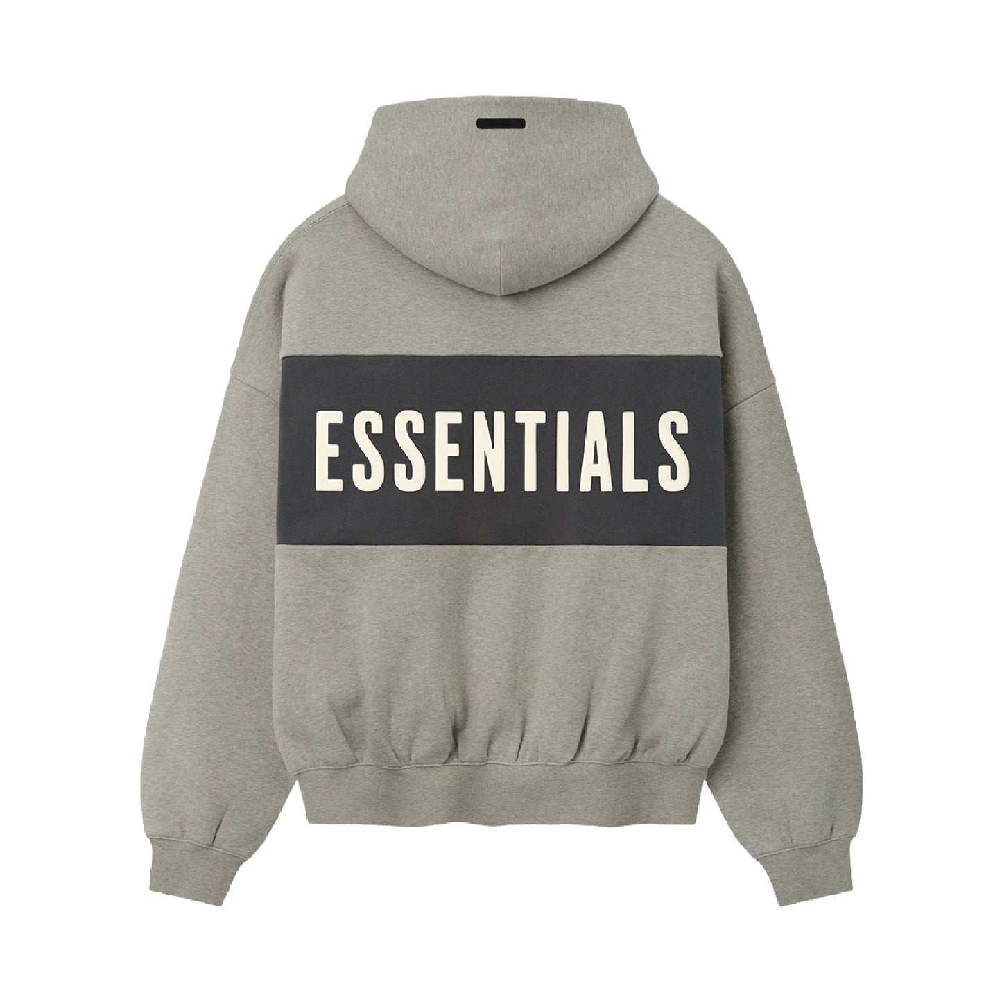 FEAR OF GOD ESSENTIAL CROPPED RELAXED PANELLED HOODIE SEAL HEATHER/IRON GREY