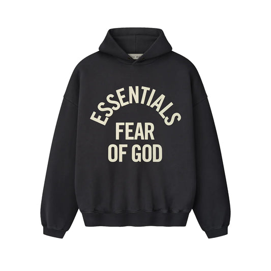 FEAR OF GOD ESSENTIALS CAMPUS 90'S HOODIE FADED BLACK