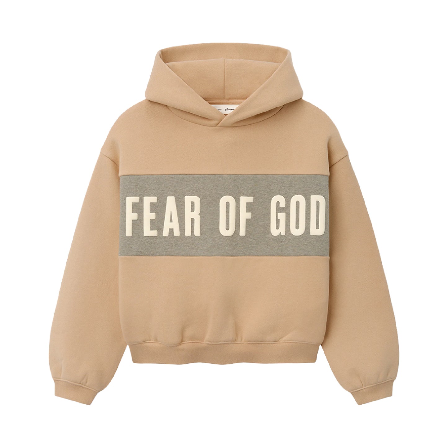 FEAR OF GOD ESSENTIAL KIDS CROPPED RELAXED PANELLED HOODIE GINGER/SEAL HEATHER