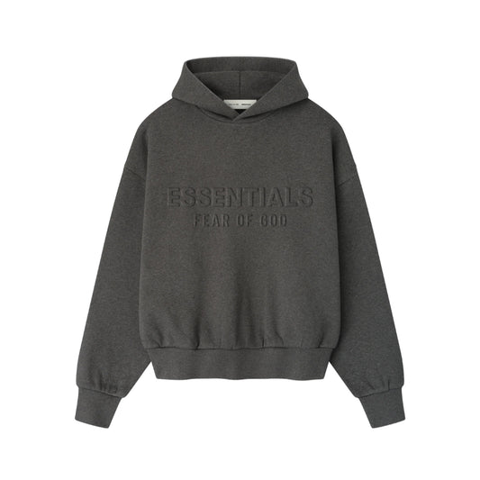 FEAR OF GOD ESSENTIALS EMBOSSED CLASSIC HOODIE CHARCOAL HEATHER