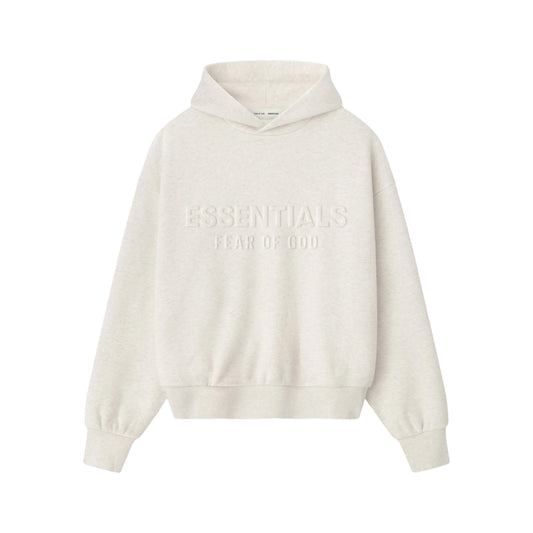 FEAR OF GOD ESSENTIALS EMBOSSED CLASSIC HOODIE OATMEAL HEATHER