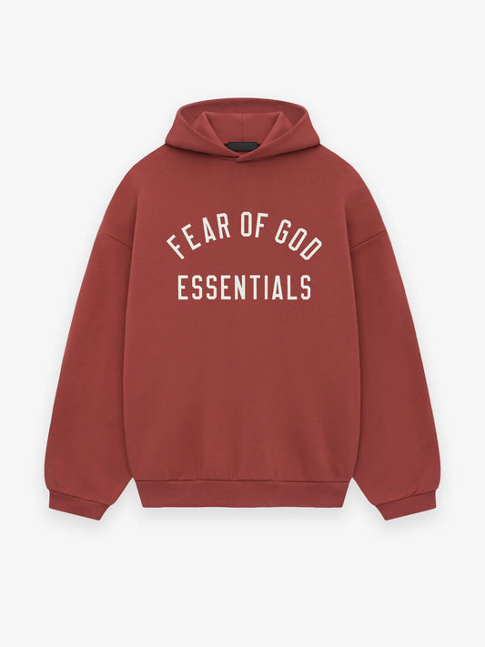 FEAR OF GOD ESSENTIALS FLEECE HOODIE (CRIMSON)