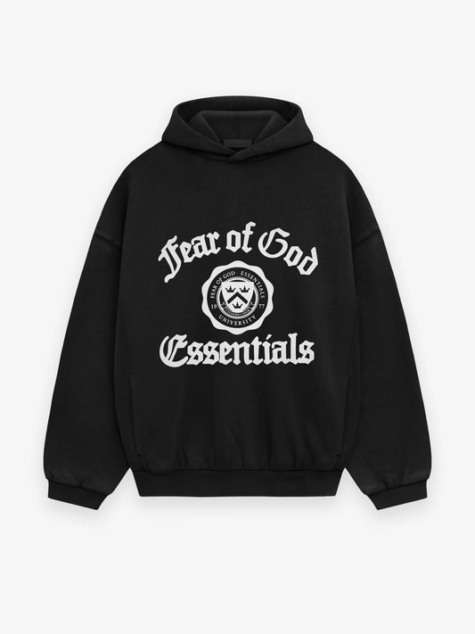 FEAR OF GOD ESSENTIALS HEAVY FLEECE VINTAGE SHRUNKEN HOODIE (BLACK)