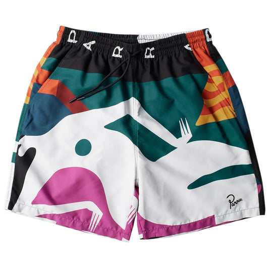 PARRA BEACHED IN WHITE SWIM SHORTS MULTI