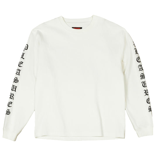 PLEASURES OE HEAVYWEIGHT LONG SLEEVE TEE WHITE