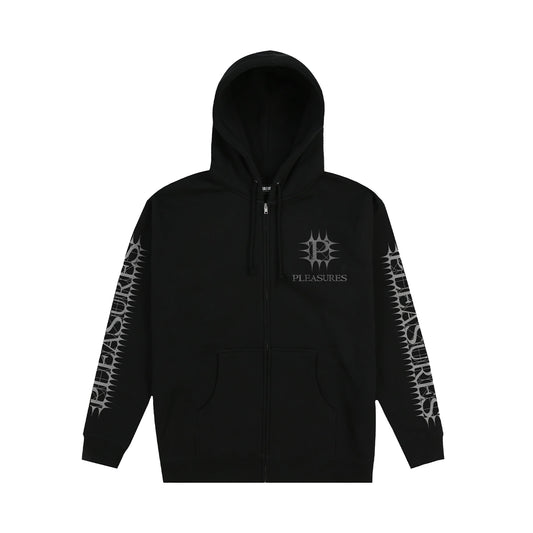 PLEASURES SPIKE ZIP HOODIE BLACK