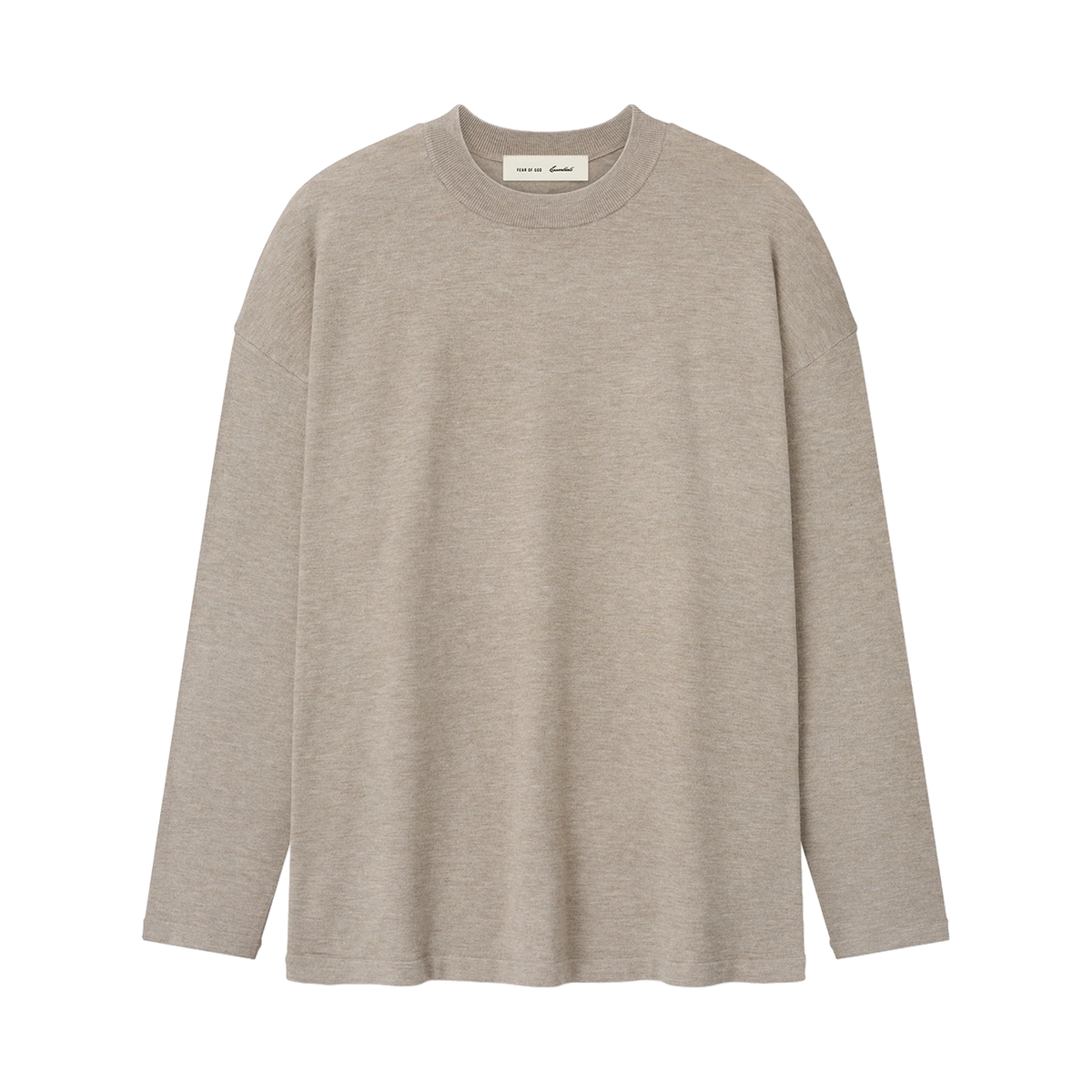 FEAR OF GOD ESSENTIAL SOFT KNIT LONG SLEEVE TEE SEAL HEATHER