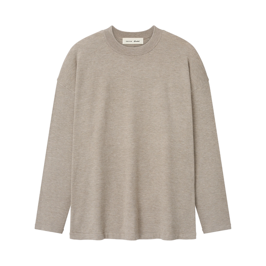FEAR OF GOD ESSENTIAL SOFT KNIT LONG SLEEVE TEE SEAL HEATHER