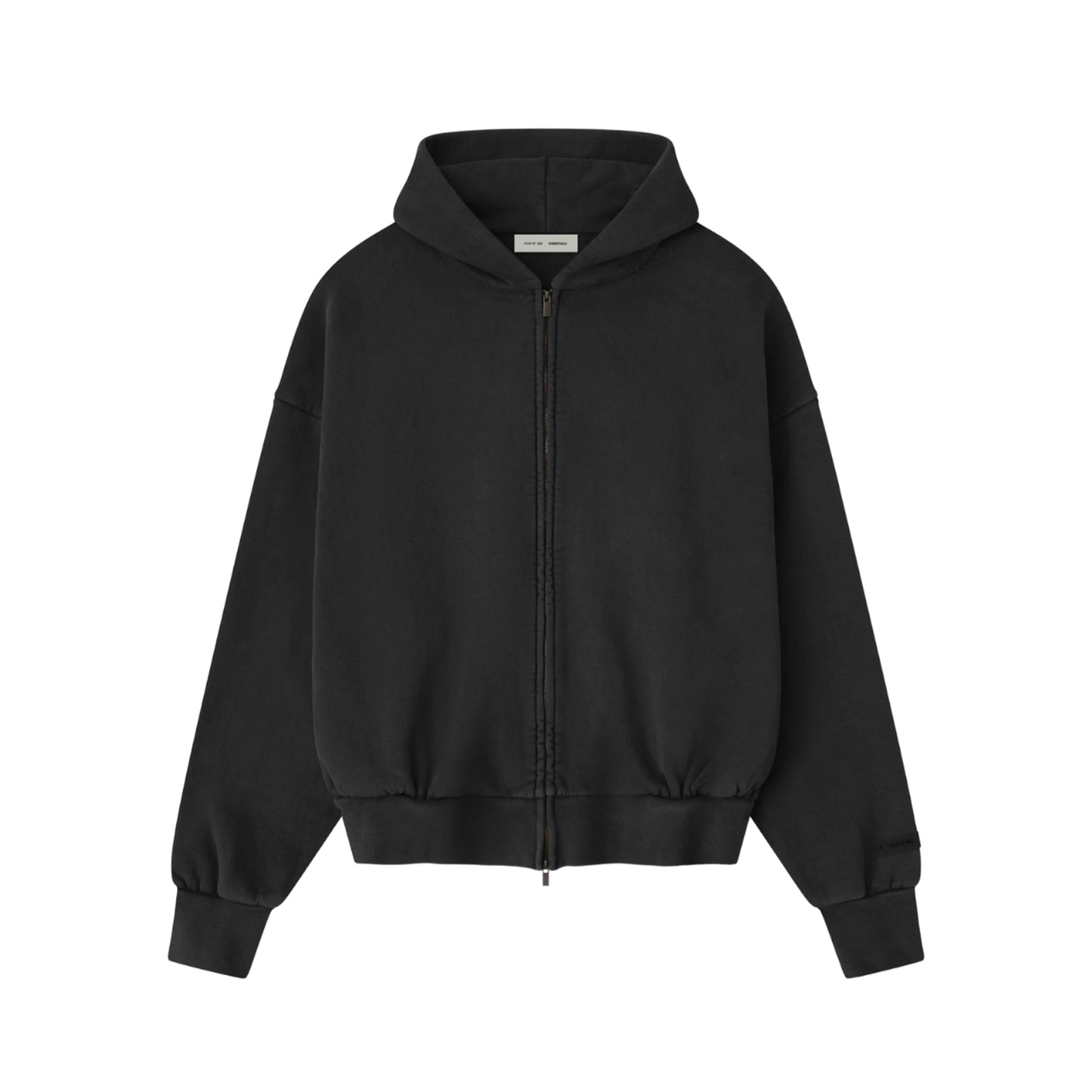 FEAR OF GOD ESSENTIALS EMBROIDERED CLASSIC FULL ZIP HOODIE VINTAGE BLACK