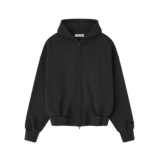 FEAR OF GOD ESSENTIALS EMBROIDERED CLASSIC FULL ZIP HOODIE VINTAGE BLACK