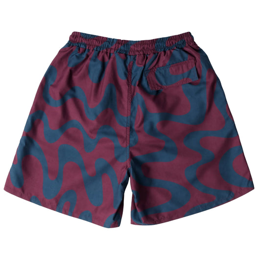 PARRA SPLASHED SWIM SHORTS BURGUNDY