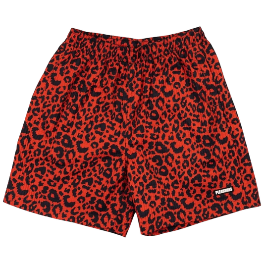 PLEASURES LEOPARD ACTIVE SHORTS RED