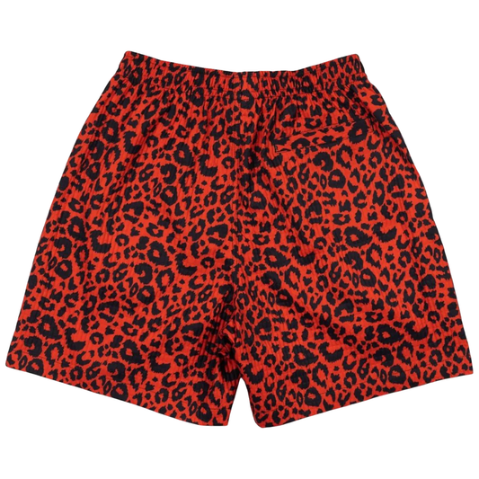 PLEASURES LEOPARD ACTIVE SHORTS RED