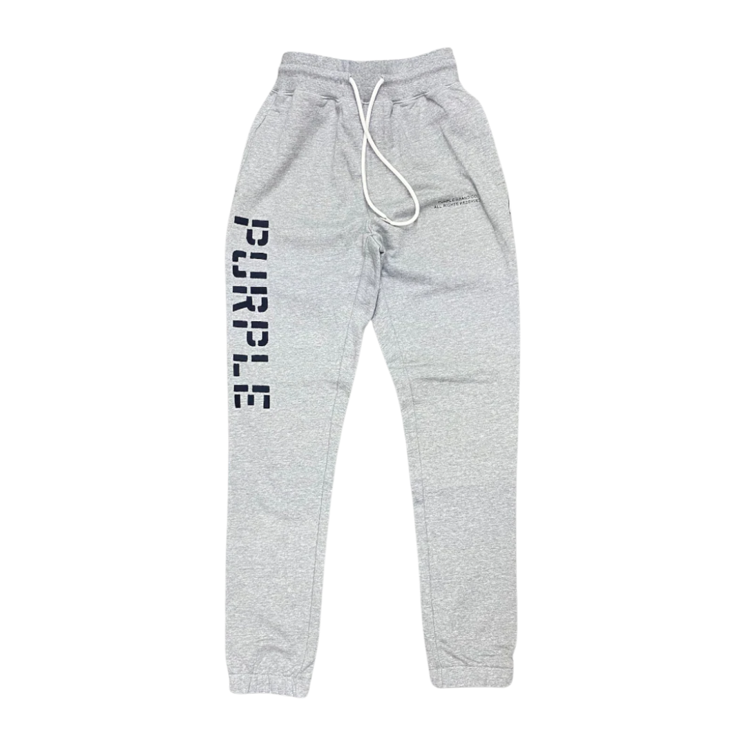 PURPLE BRAND FRENCH TERRY HEATHER GREY EMB STENCIL JOGGERS